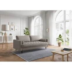 Canapé Droit MAEL Cacharel En Tissu Moka Fixe -Maison Jardin Élégance canape droit mael cacharel tissu moka 3 places 4