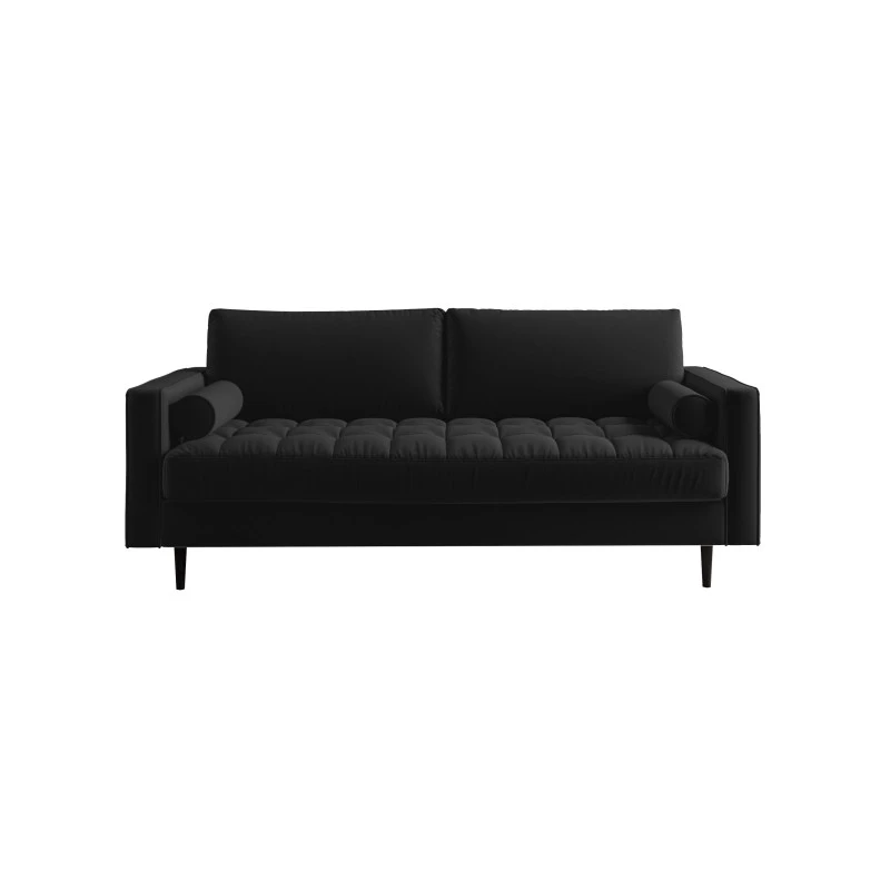 Canapé Droit MAEL Cacharel En Velours Noir Fixe 2 Canapé Droit MAEL Cacharel En Velours Noir Fixe – Image 2