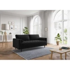 Canapé Droit MAEL Cacharel En Velours Noir Fixe 9 Canapé Droit MAEL Cacharel En Velours Noir Fixe -Maison Jardin Élégance canape droit mael cacharel velours noir 3 places 4