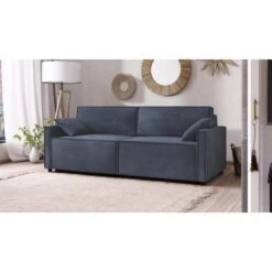 Canapé Droit MAGGY Convertible Tissu Bleu Nuit 3 Places -Maison Jardin Élégance canape droit maggy convertible tissu bleu 3 places 7