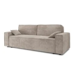 Canapé Droit MARIUS Convertible Velours Côtelé Grège -Maison Jardin Élégance canape droit marius convertible velours cotele grege 2