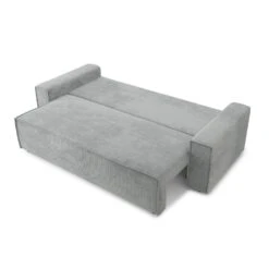 Canapé Droit MARIUS Convertible Velours Côtelé Gris -Maison Jardin Élégance canape droit marius convertible velours cotele gris 3
