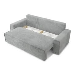 Canapé Droit MARIUS Convertible Velours Côtelé Gris -Maison Jardin Élégance canape droit marius convertible velours cotele gris 4
