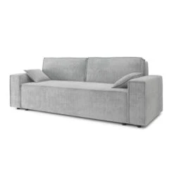 Canapé Droit MARIUS Convertible Velours Côtelé Gris Clair -Maison Jardin Élégance canape droit marius convertible velours cotele gris clair 2