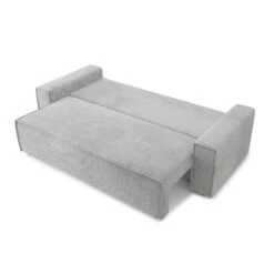 Canapé Droit MARIUS Convertible Velours Côtelé Gris Clair -Maison Jardin Élégance canape droit marius convertible velours cotele gris clair 3