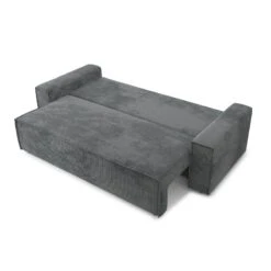 Canapé Droit MARIUS Convertible Velours Côtelé Gris Souris -Maison Jardin Élégance canape droit marius convertible velours cotele gris souris 3