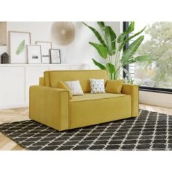 Canapé Droit MIRA Fixe Tissu Moutarde 2 Places -Maison Jardin Élégance canape droit marta fixe tissu moutarde 2 places 6