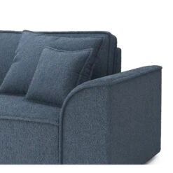 Canapé Droit MARTY Fixe Tissu Bouclette Bleu Gris 3 Places -Maison Jardin Élégance canape droit marty fixe tissu bclette bleu 3 places 4