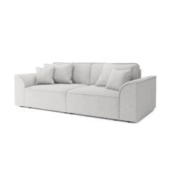 Canapé Droit MARTY Fixe Tissu Bouclette Gris Clair 3 Places -Maison Jardin Élégance canape droit marty fixe tissu bclette gris 3 places 2