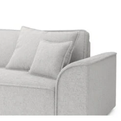 Canapé Droit MARTY Fixe Tissu Bouclette Gris Clair 3 Places -Maison Jardin Élégance canape droit marty fixe tissu bclette gris 3 places 4