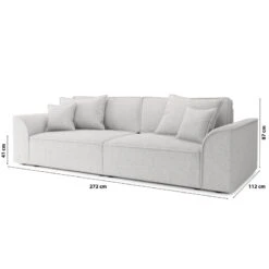 Canapé Droit MARTY Fixe Tissu Bouclette Gris Clair 4 Places -Maison Jardin Élégance canape droit marty fixe tissu bclette gris 4 places 7