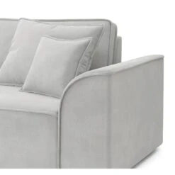 Canapé Droit MARTY Fixe Tissu Gris Clair 3 Places -Maison Jardin Élégance canape droit marty fixe tissu gris clair 3 places 4