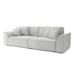 Canapé Droit MARTY Fixe Tissu Gris Clair 4 Places -Maison Jardin Élégance canape droit marty fixe tissu gris clair 4 places 2