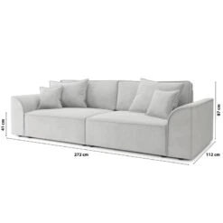 Canapé Droit MARTY Fixe Tissu Gris Clair 4 Places -Maison Jardin Élégance canape droit marty fixe tissu gris clair 4 places 7