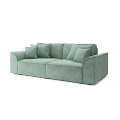 Canapé Droit MARTY Fixe Tissu Vert D'eau 3 Places -Maison Jardin Élégance canape droit marty fixe tissu vert 3 places 2