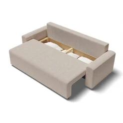 Canapé Droit MILO Convertible Tissu Beige 3 Places -Maison Jardin Élégance canape droit milo convertible tissu beige 3 places 4