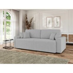 Canapé Droit MILO Convertible Tissu Gris 3 Places -Maison Jardin Élégance canape droit milo convertible tissu gris 3 places 7