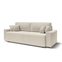 Canapé Droit MILO Convertible Velours Côtelé Beige 3 Places -Maison Jardin Élégance canape droit milo convertible velours cotele beige 3 places 2