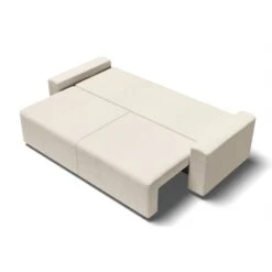 Canapé Droit MILO Convertible Velours Côtelé Beige 3 Places -Maison Jardin Élégance canape droit milo convertible velours cotele beige 3 places 3