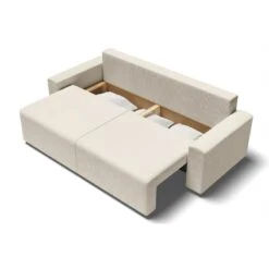 Canapé Droit MILO Convertible Velours Côtelé Beige 3 Places -Maison Jardin Élégance canape droit milo convertible velours cotele beige 3 places 4