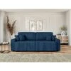 Canapé Droit MILO Convertible Velours Côtelé Bleu Cobalt 3 Places