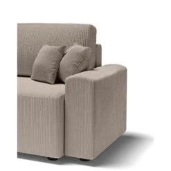 Canapé Droit MILO Convertible Velours Côtelé Grège 3 Places -Maison Jardin Élégance canape droit milo convertible velours cotele grege 3 places 6