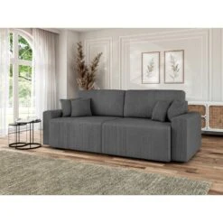 Canapé Droit MILO Convertible Velours Côtelé Gris Souris 3 Places -Maison Jardin Élégance canape droit milo convertible velours cotele gris souris 3 places 8