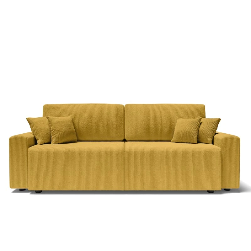 Canapé Droit MILO Convertible Velours Côtelé Jaune 3 Places 2 Canapé Droit MILO Convertible Velours Côtelé Jaune 3 Places – Image 2