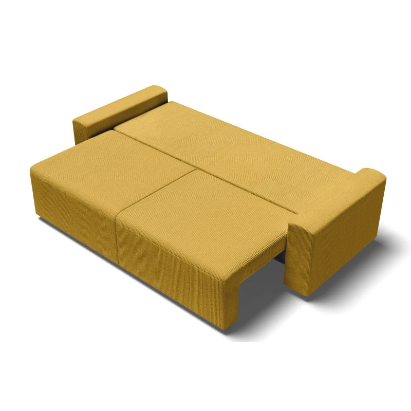 Canapé Droit MILO Convertible Velours Côtelé Jaune 3 Places 4 Canapé Droit MILO Convertible Velours Côtelé Jaune 3 Places – Image 4