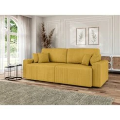 Canapé Droit MILO Convertible Velours Côtelé Jaune 3 Places 18 Canapé Droit MILO Convertible Velours Côtelé Jaune 3 Places -Maison Jardin Élégance canape droit milo convertible velours cotele jaune 3 places 8