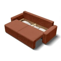 Canapé Droit MILO Convertible Velours Côtelé Terracotta 3 Places -Maison Jardin Élégance canape droit milo convertible velours cotele terracotta 3 places 4