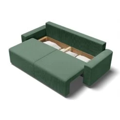 Canapé Droit MILO Convertible Velours Côtelé Vert 3 Places -Maison Jardin Élégance canape droit milo convertible velours cotele vert 3 places 4