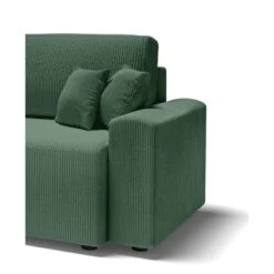 Canapé Droit MILO Convertible Velours Côtelé Vert 3 Places -Maison Jardin Élégance canape droit milo convertible velours cotele vert 3 places 6