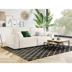 Canapé Droit MIRA Convertible Velours Beige -Maison Jardin Élégance canape droit mira convertible velours beige 3 places 6