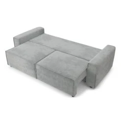 Canapé Droit MIRA Convertible Velours Côtelé Gris Clair -Maison Jardin Élégance canape droit mira convertible velours cotele gris clair 3pl 3