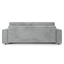 Canapé Droit MIRA Convertible Velours Côtelé Gris Clair -Maison Jardin Élégance canape droit mira convertible velours cotele gris clair 3pl 5