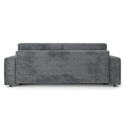 Canapé Droit MIRA Convertible Velours Côtelé Gris Souris -Maison Jardin Élégance canape droit mira convertible velours cotele gris souris 3pl 5