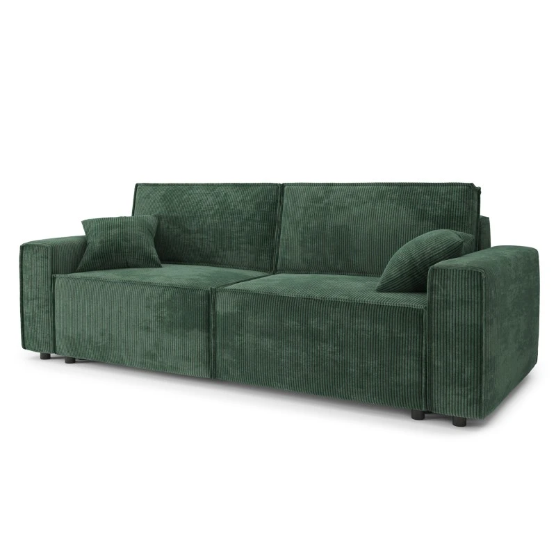 Canapé Droit MIRA Convertible Velours Côtelé Vert 3 Places 3 Canapé Droit MIRA Convertible Velours Côtelé Vert 3 Places – Image 3