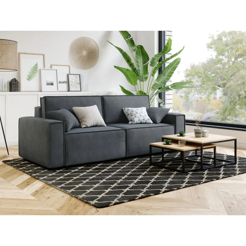 Canapé Droit MIRA Convertible Velours Gris Souris 7 Canapé Droit MIRA Convertible Velours Gris Souris – Image 7