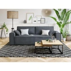 Canapé Droit MIRAGE Convertible Velours Gris Souris