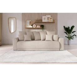 Canapé Droit NOVA Convertible Tissu Beige 3 Places