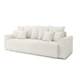 Canapé Droit NOVA Convertible Tissu Bouclette Blanc 3 Places -Maison Jardin Élégance canape droit nova convertible tissu bouclette blanc 2