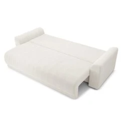 Canapé Droit NOVA Convertible Tissu Bouclette Blanc 3 Places -Maison Jardin Élégance canape droit nova convertible tissu bouclette blanc 3