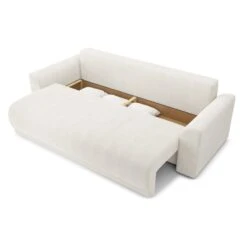 Canapé Droit NOVA Convertible Tissu Bouclette Blanc 3 Places -Maison Jardin Élégance canape droit nova convertible tissu bouclette blanc 4