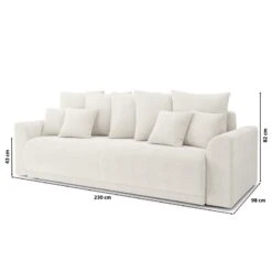 Canapé Droit NOVA Convertible Tissu Bouclette Blanc 3 Places -Maison Jardin Élégance canape droit nova convertible tissu bouclette blanc 8