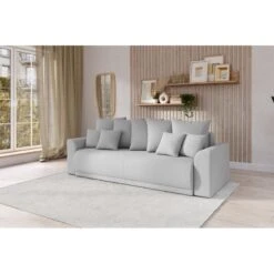 Canapé Droit NOVA Convertible Tissu Gris 3 Places -Maison Jardin Élégance canape droit nova convertible tissu gris 8