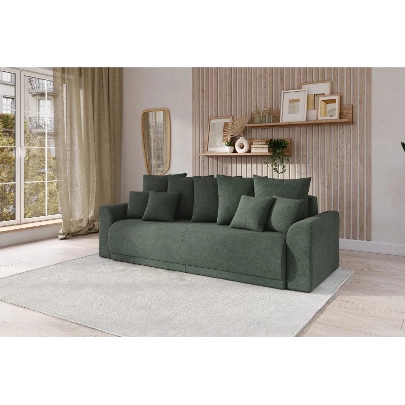 Canapé Droit NOVA Convertible Tissu Vert 3 Places 9 Canapé Droit NOVA Convertible Tissu Vert 3 Places – Image 9