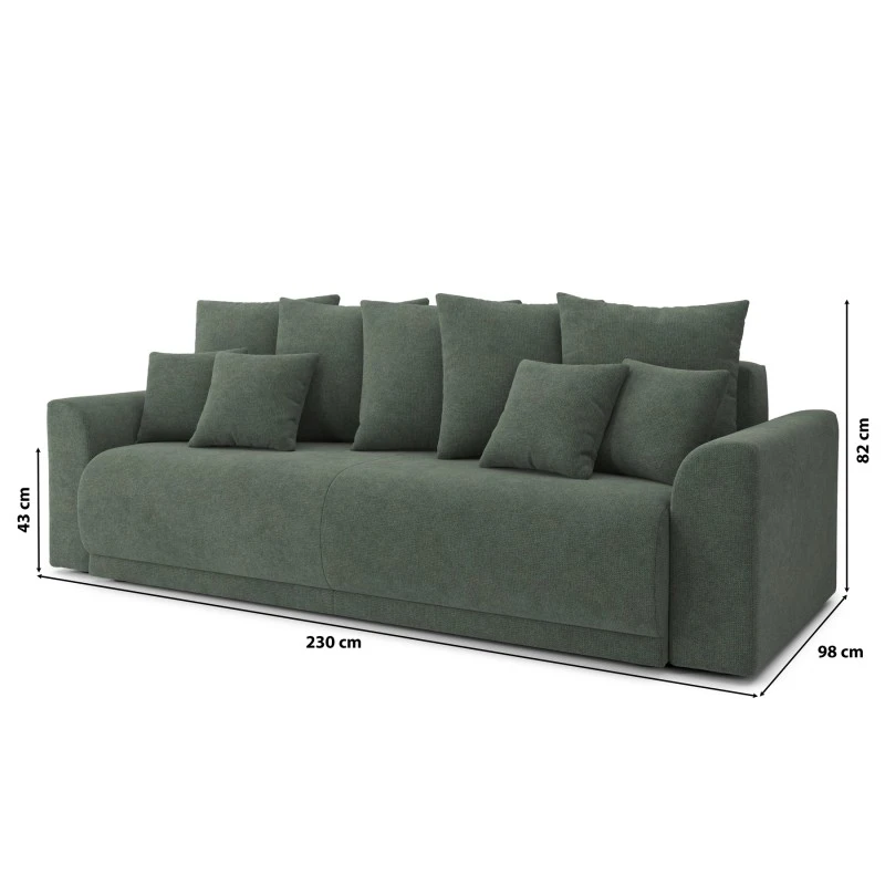 Canapé Droit NOVA Convertible Tissu Vert 3 Places 10 Canapé Droit NOVA Convertible Tissu Vert 3 Places – Image 10