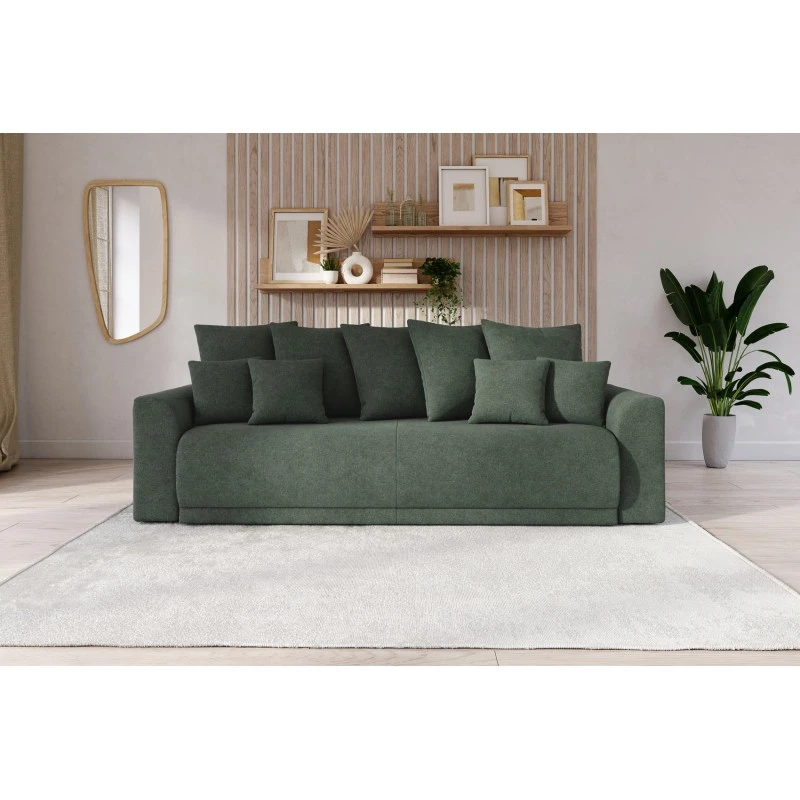 Canapé Droit NOVA Convertible Tissu Vert 3 Places 1 Canapé Droit NOVA Convertible Tissu Vert 3 Places