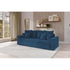 Canapé Droit NOVA Convertible Velours Cotêlé Bleu Cobalt 3 Places -Maison Jardin Élégance canape droit nova convertible velours cotele bleu cobalt 7